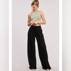 100% Cotton Wide leg Sweatpants/Jogger Black